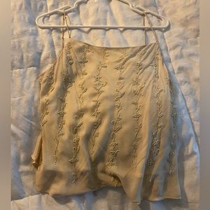 Aritzia Beaded Tank Top Camisole Silk